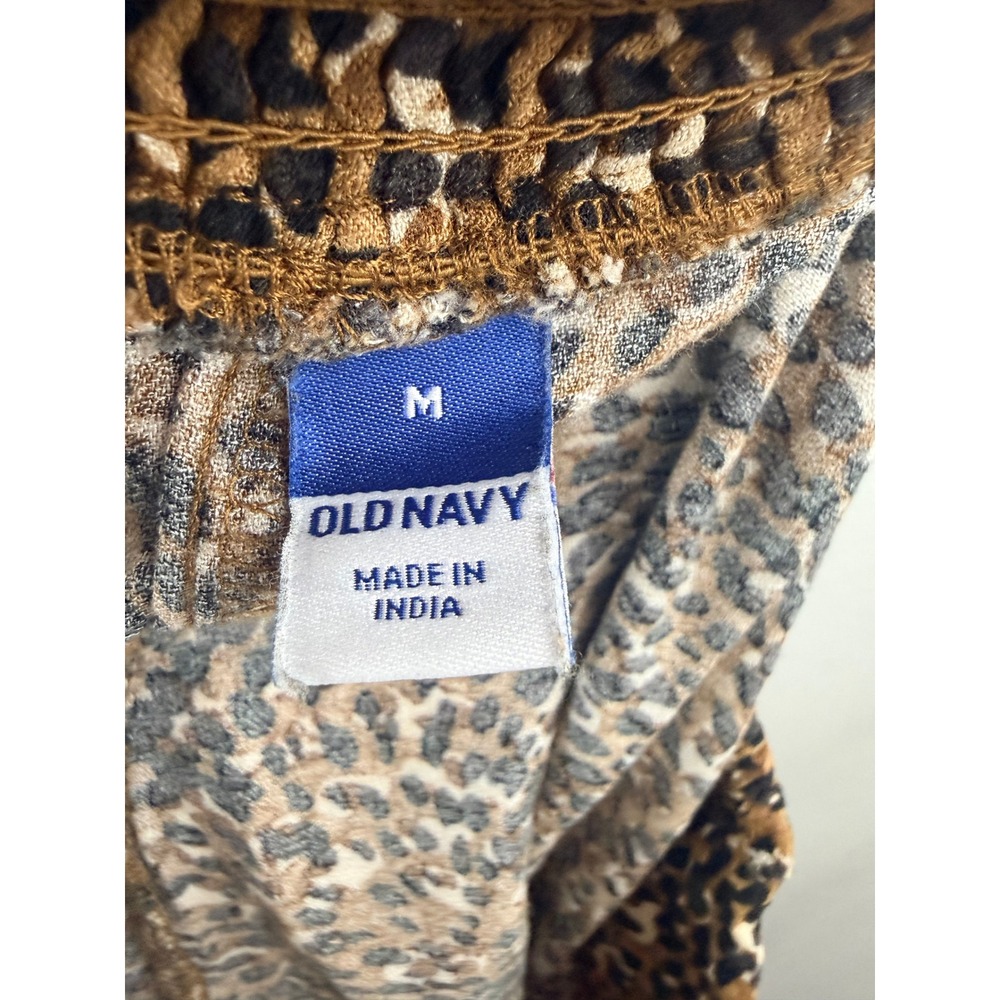 Old Navy Womens Leopard Print Maxi Skirt Brown Black Smocked Back Pockets Size M - Picture 6 of 7